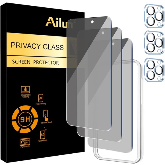 Ailun Privacy Glass Screen Protector (3-Pack) – iPhone 15 Pro Max – Unopened - Picture 1 of 9